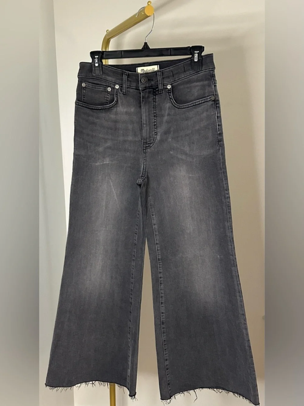 EUC! Madewell Flared Wide-Leg Crop Jeans in Black Chasm Wash Worn once!! - Picture 7 of 12